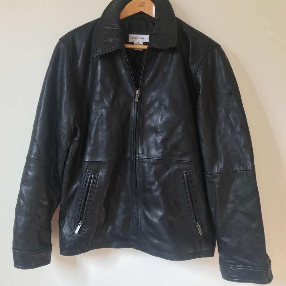 🖤🖤 Calvin Klein Black Leather Zip Up Jacket 🖤🖤